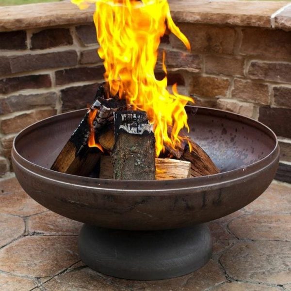 Patriot 48 Inch Round Stainless Steel Wood-Burning Fire Bowl in Stainless Steel by Ohio Flame