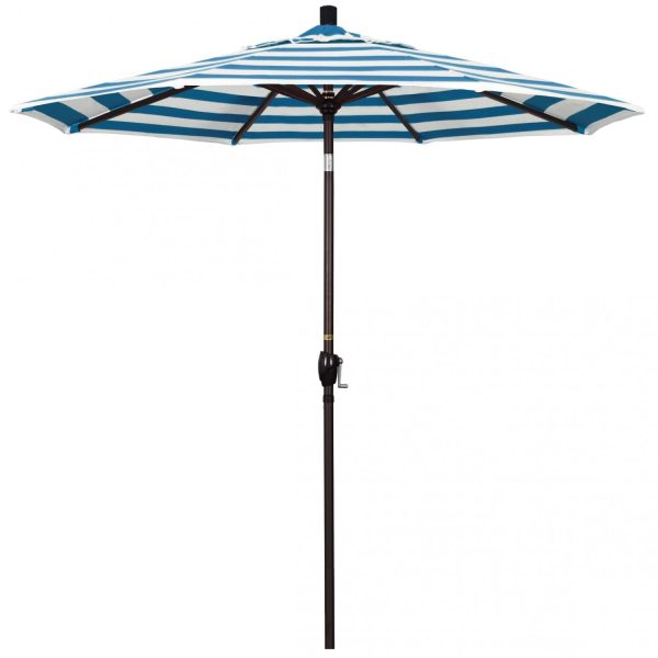 California Umbrella Pacific Trail Series 7.5 Ft Octagonal Aluminum Push Button Tilt Patio Umbrella W/ Crank Lift -  Bronze Frame / Sunbrella Cabana Regatta Canopy