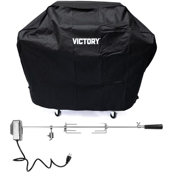 Victory 3-Burner Gas Grill Rotisserie Kit And Grill Cover Bundle
