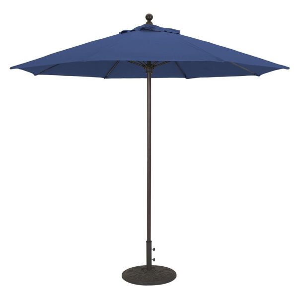 Galtech 9 Ft. Octagonal Aluminum Patio Market Umbrella W/ Push Lift - Black Frame W/ Sunbrella Canvas Navy Canopy