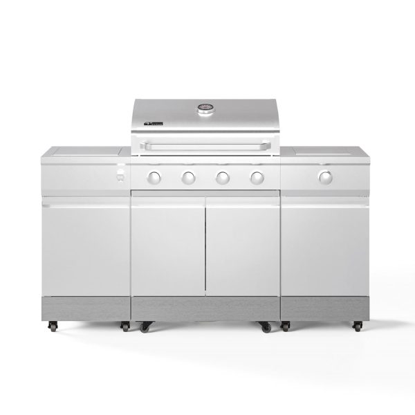 TYTUS Fresno Series 4-Burner Stainless Steel + Carbon Wood BBQ Island - TDT-021-0705