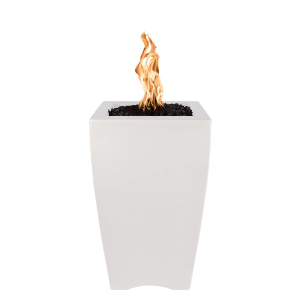 Baston 20 Inch Square GFRC Natural Gas Fire Pit in Limestone by The Outdoor Plus