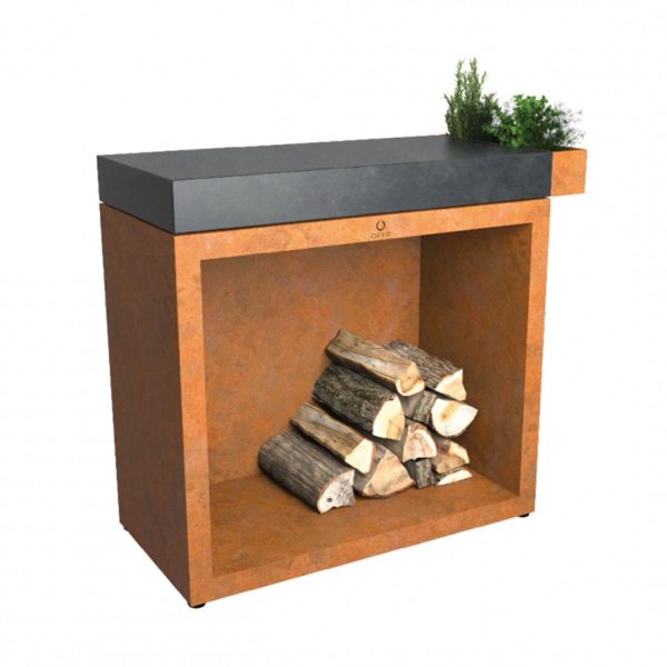 OFYR Butcher Block Storage 90 Corten Dark Grey Ceramic 41 Inch Food Prep Station - BBS-90-CD