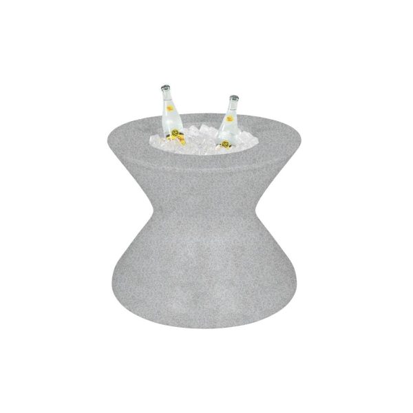 Signature 22 Inch Round Polyresin End Table w/ Ice Bucket & Lid in Granite Gray by Ledge Lounger