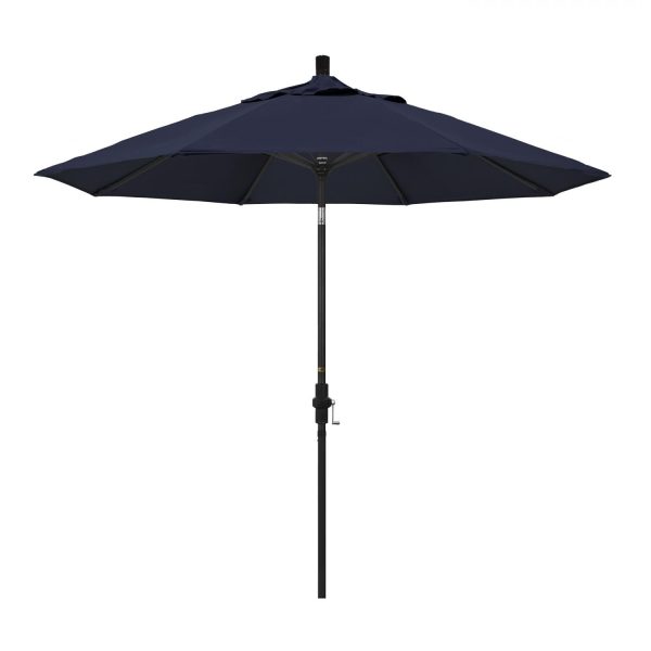California Umbrella 9 Ft. Octagonal Aluminum Collar Tilt Patio Umbrella W/ Crank Lift & Aluminum Ribs - Stone Black Frame / Sunbrella Canvas Navy Canopy