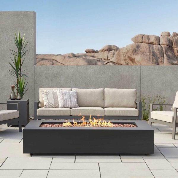 Elysian 70 Inch Rectangular Powder Coated Steel Propane Fire Pit Table in Black by Lakeview Outdoor Designs