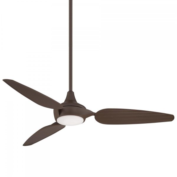 Minka-Aire Seacrest 60-Inch 3-Blade LED Ceiling Fan in Oil Rubbed Bronze Finish W/ Oil Rubbed Bronze Blades & Etched Glass - F675L-ORB
