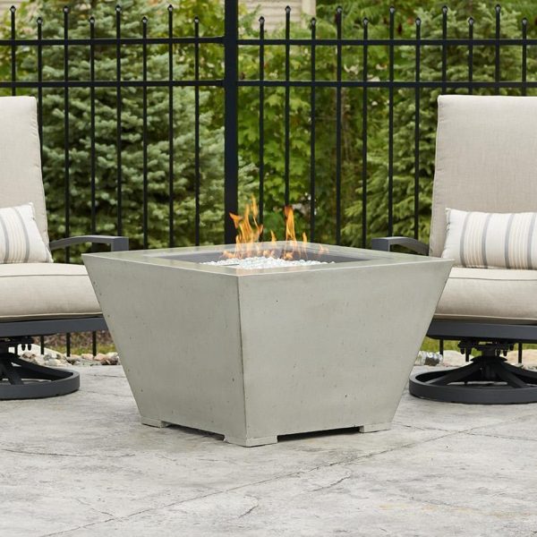 Cove 37 Inch Square GFRC Natural Gas Fire Bowl in Natural Gray by The Outdoor GreatRoom Company