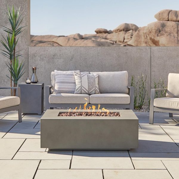 Elysian 42 Inch Rectangular Powder Coated Steel Natural Gas Fire Pit Table in Mist Gray by Lakeview Outdoor Designs (Ships Propane w/ Conversion Kit)