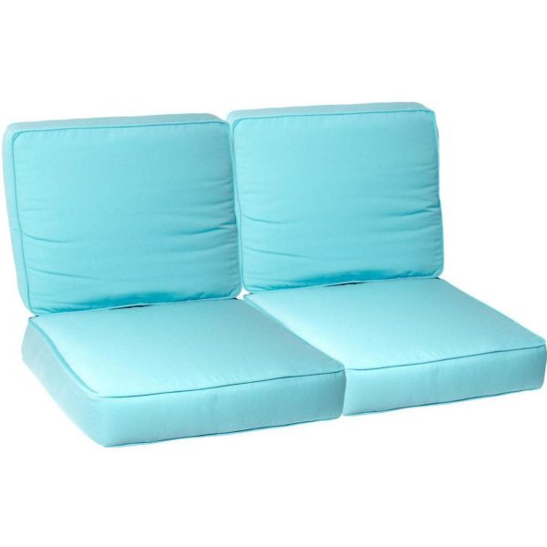 Sunbrella Canvas Glacier 4 Piece Medium Outdoor Replacement Loveseat Cushion Set W/ Piping By BBQGuys Signature