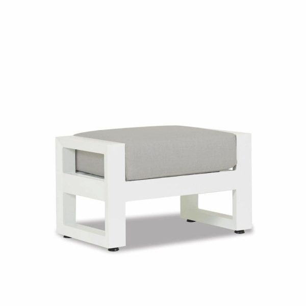 Newport Aluminum Ottoman in Frost/Cast Silver by Sunset West