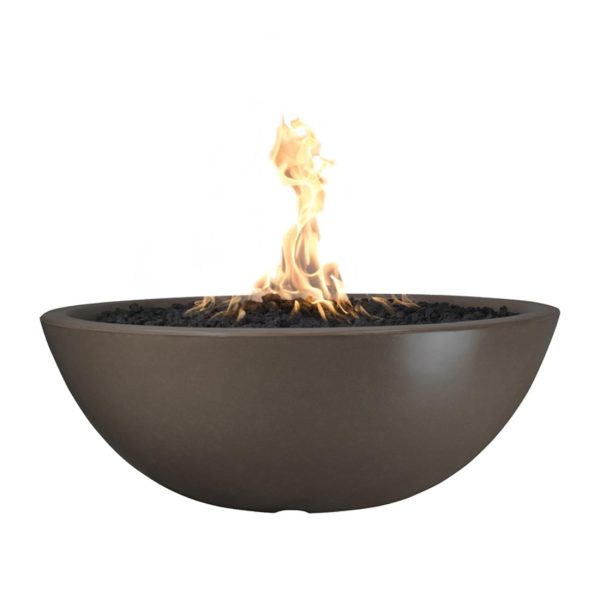 Sedona 48 Inch Round GFRC Propane Fire Pit w/ Glow Plug in Chocolate by The Outdoor Plus