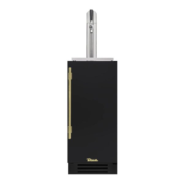 True 15 Inch Right Hinge Outdoor Single Tap Beverage Dispenser - Matte Black w/ Brass Handle - TUR-15BD-R-OP-C~DSK-027-H01