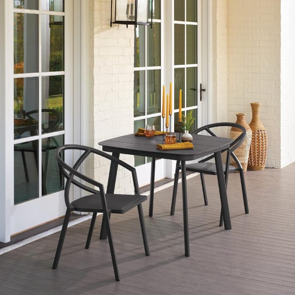 Azal 3 Pc Aluminum Dining Set in Carbon By Oxford Garden