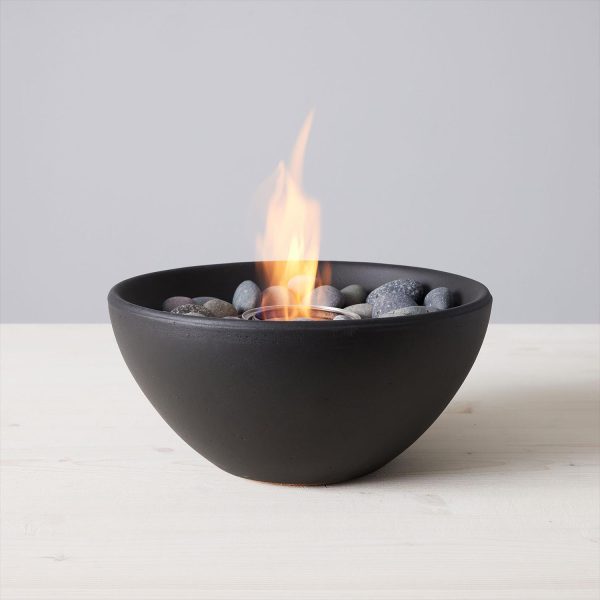 Basin 11 Inch Round Concrete Gel Fuel Table-top Fire Pit in Black by TerraFlame