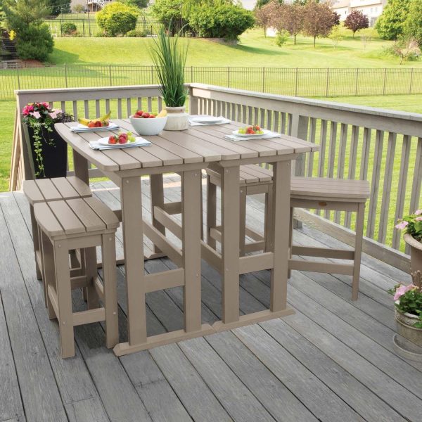 Hart Lane 6 Pc Recycled Plastic Counter Height Dining Set in Woodland Brown by Lakeview Outdoor Designs