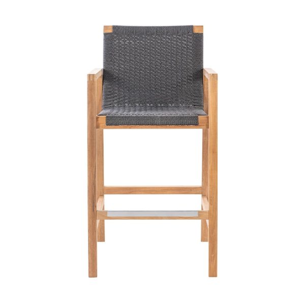 Admiral Rope Counter Height Dining Chair in Charcoal Grey by Royal Teak Collection