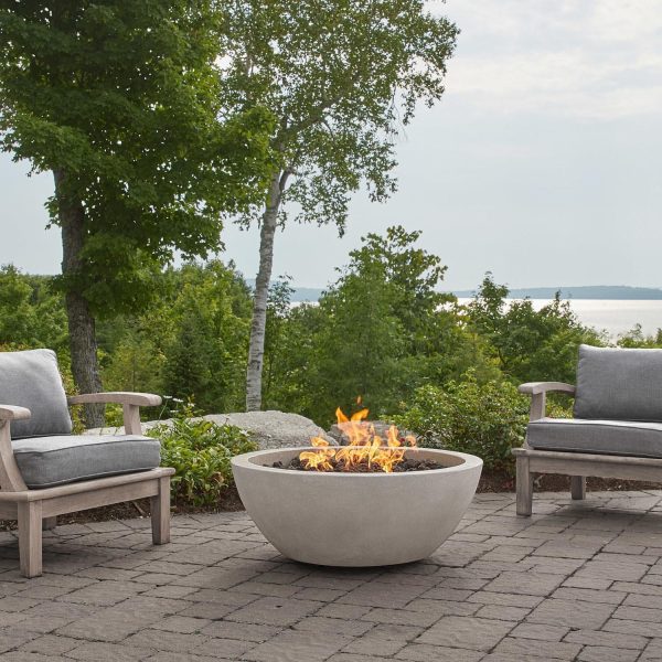 Dustyview 38 Inch Round GFRC Propane Fire Bowl in Fog by BBQGuys Signature