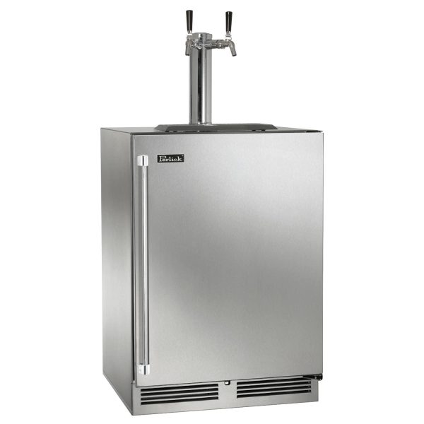Perlick 24-Inch C-Series Two Tap Stainless Steel Outdoor Beverage Dispenser - Right Hinged w/ Door Lock - HC24TO-4-1RL-2