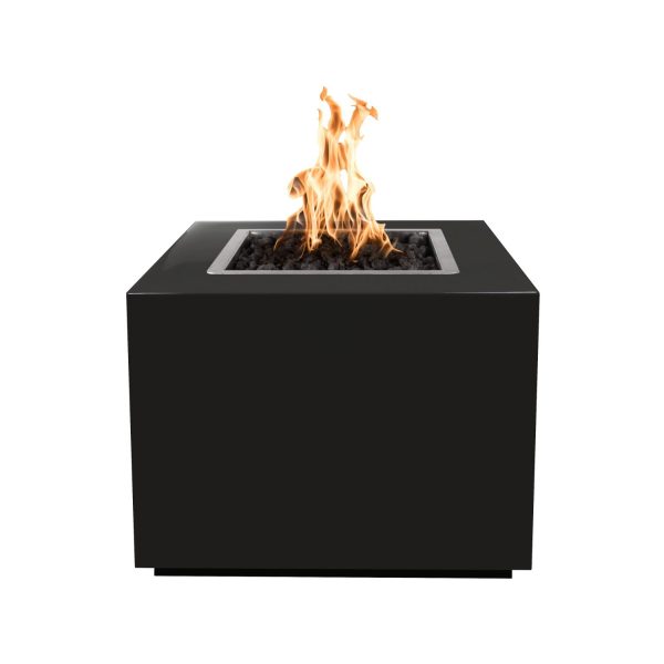 Forma 30 Inch Square Powder Coated Steel Propane Fire Pit w/ Glow Plug in Black by The Outdoor Plus