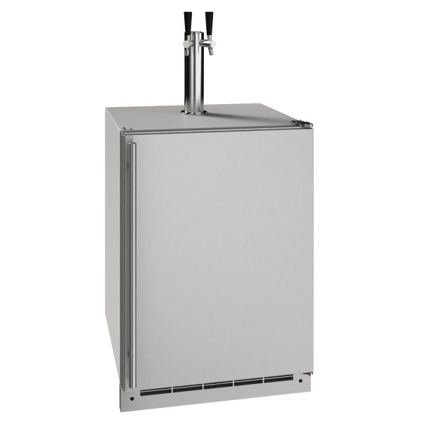 U-Line 24-Inch 5.5 Cu. Ft. Outdoor Rated Kegerator w/ Double Tap Tower Kit - Stainless Steel - UOKR124-SS01A