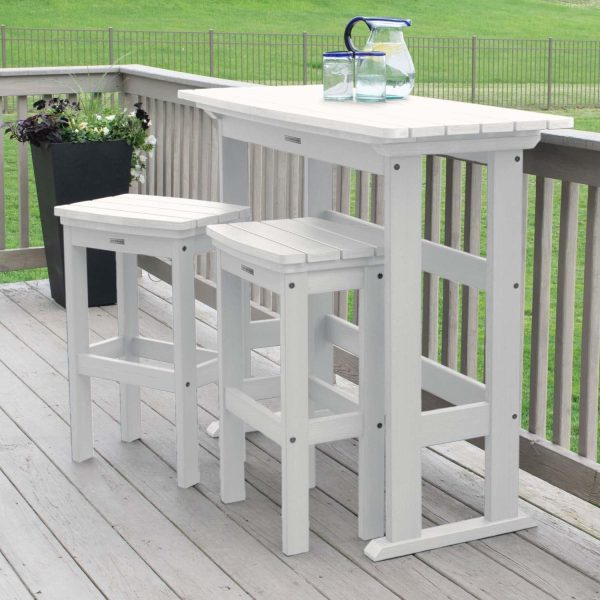 Hart Lane 3 Pc Recycled Plastic Bar Height Dining Set in White by Lakeview Outdoor Designs