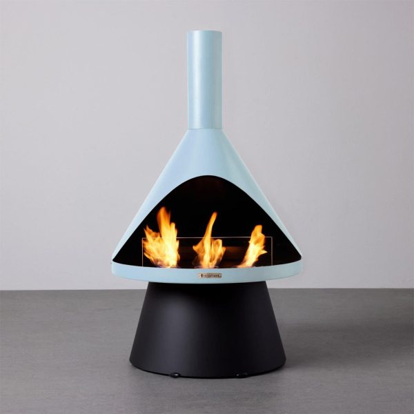 Lloyd 26 Inch Triangle Steel Gel Fuel Fire Pit in Blue by TerraFlame
