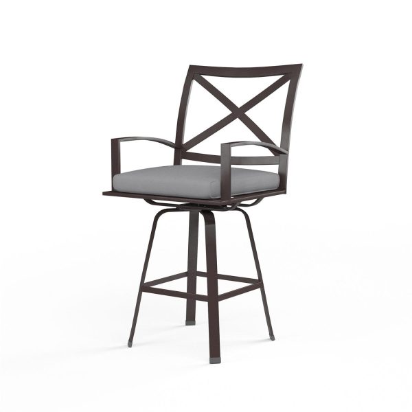 La Jolla Aluminum Patio Swivel Bar Stool in Canvas Granite w/ Self Welt By Sunset West