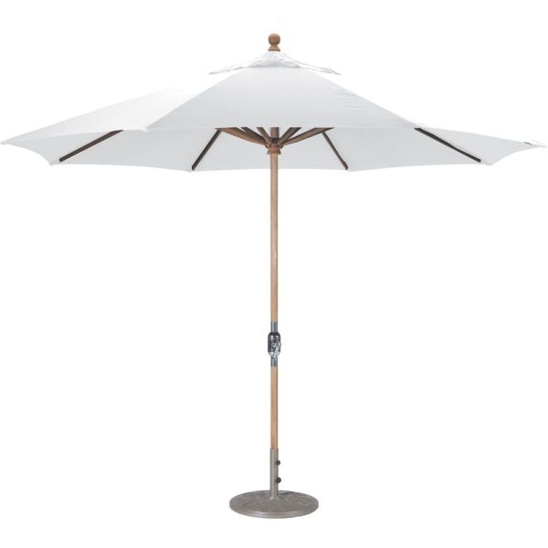 Galtech 11 Ft. Octagonal Teak Patio Market Umbrella W/ Crank Lift - Sunbrella Canvas Natural Canopy
