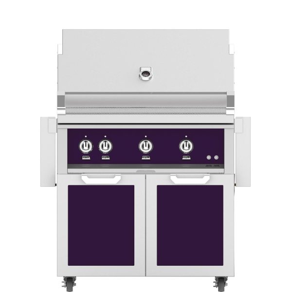Hestan 36-Inch Natural Gas Grill W/ Sear Burner & Rotisserie On Double Door Tower Cart - Lush - GMBR36-NG-PP