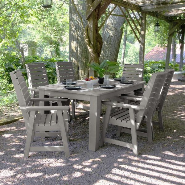 Elm Pointe 7 Pc Recycled Plastic Rectangular Dining Set in Harbor Gray by Lakeview Outdoor Designs