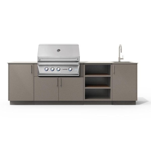 Urban Bonfire Mist 36 Outdoor Kitchen w/ Twin Eagles Natural Gas Grill, Sink, Danae Dekton Countertop & Clay Finish - B-Mist-36-TwinEagles-Danae-Clay