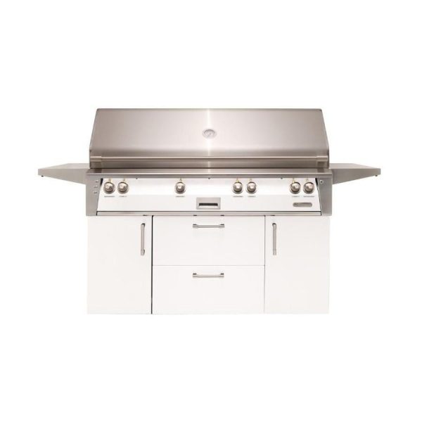 Alfresco ALXE 56-Inch Freestanding Natural Gas All Grill With Sear Zone And Rotisserie in Signal White Matte - ALXE-56BFGC-NG-SM9003