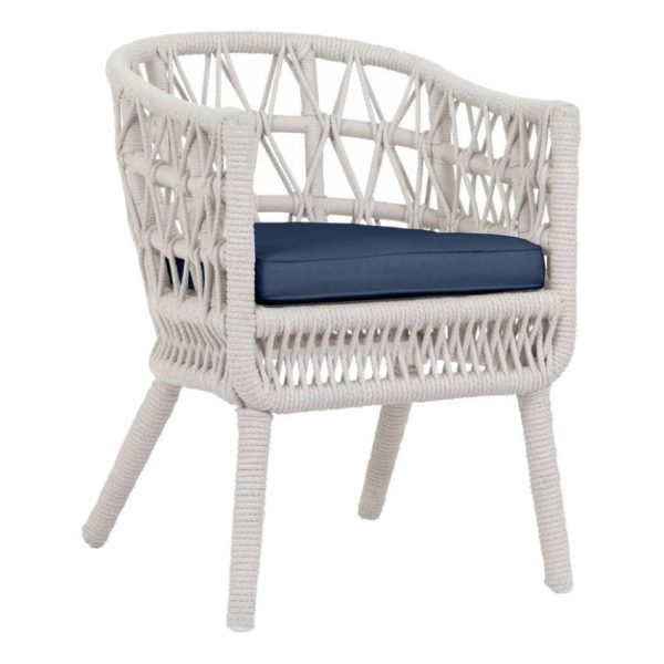 Dana Woven Rope Dining Arm Chair w/ Self Welt in Natural/Spectrum Indigo by Sunset West