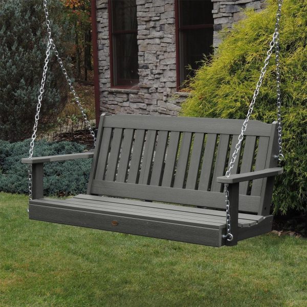Hart Lane 5 Ft Recycled Plastic Porch Swing in Coastal Teak by Lakeview Outdoor Designs
