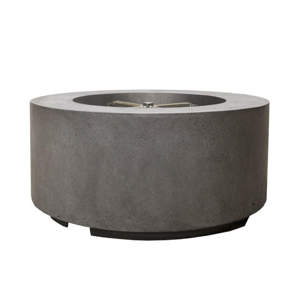 Spylake View 36 Inch Round GFRC Natural Gas Fire Pit Table in Pewter by Lakeview Outdoor Designs
