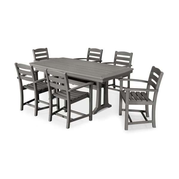 POLYWOOD La Casa Cafe 7 Piece Arm Chair Dining Set - Slate Grey
