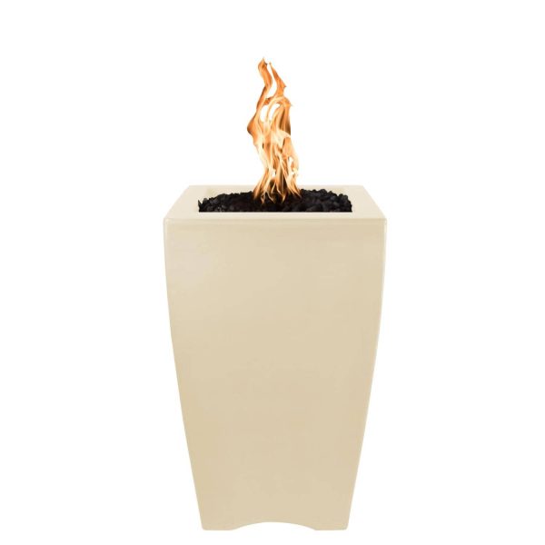 Baston 20 Inch Square GFRC Natural Gas Fire Pit w/ Glow Plug in Vanilla by The Outdoor Plus