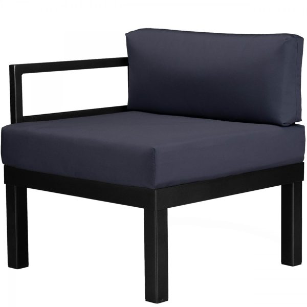Ashbee Aluminum Sectional Left Arm Club Chair in Textured Black/Indigo by Telescope Casual