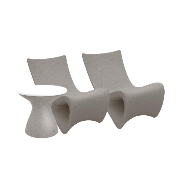 Autograph 3 Pc Polyresin Seating Set in Sandstone/White by Ledge Lounger