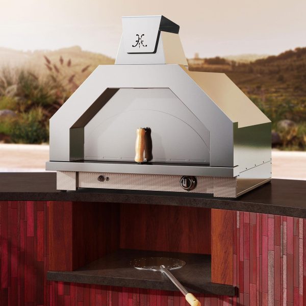 Hestan Campania 33 Inch Countertop Stainless Steel Natural Gas Pizza Oven w/ Light Kit - Steeletto