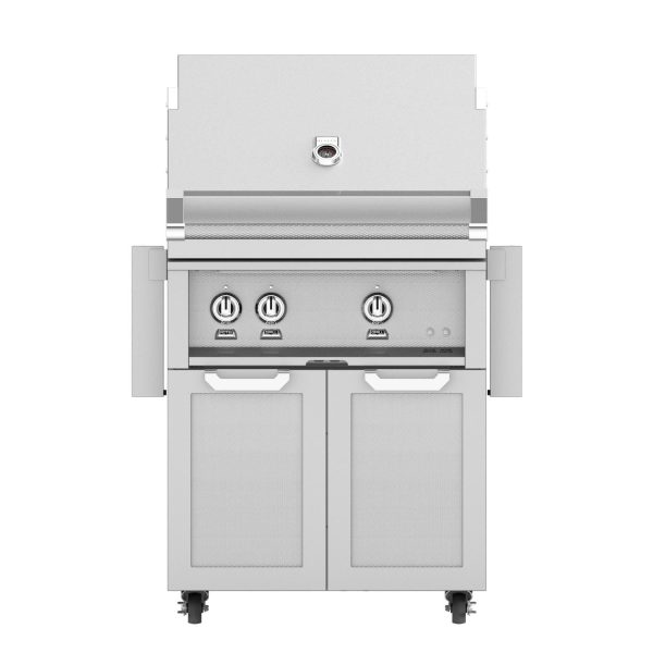Hestan 30-Inch Propane Gas Grill W/ Sear Burner & Rotisserie On Double Door Tower Cart - Steeletto - GMBR30-LP-SS
