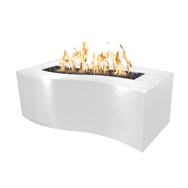 Billow 72 Inch Rectangular Powder Coated Steel Propane Fire Pit w/ Glow Plug in White by The Outdoor Plus
