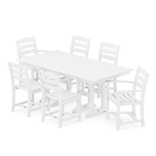 POLYWOOD La Casa Cafe 7 Piece Farmhouse Dining Set - White
