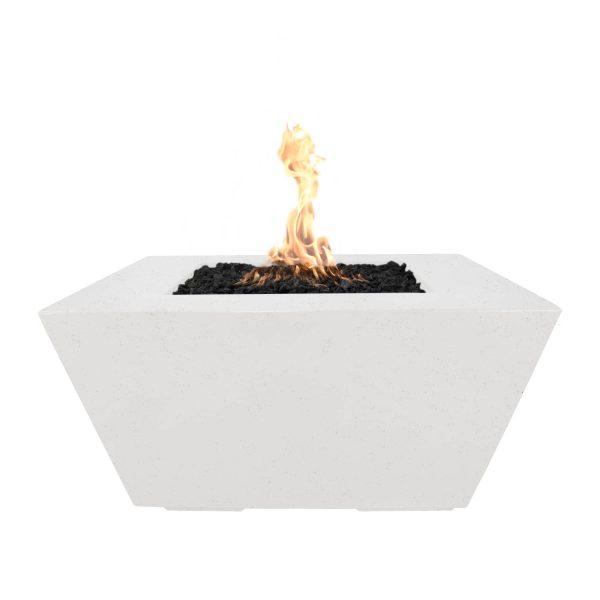 Redan 50 Inch Square GFRC Propane Fire Pit in Limestone by The Outdoor Plus