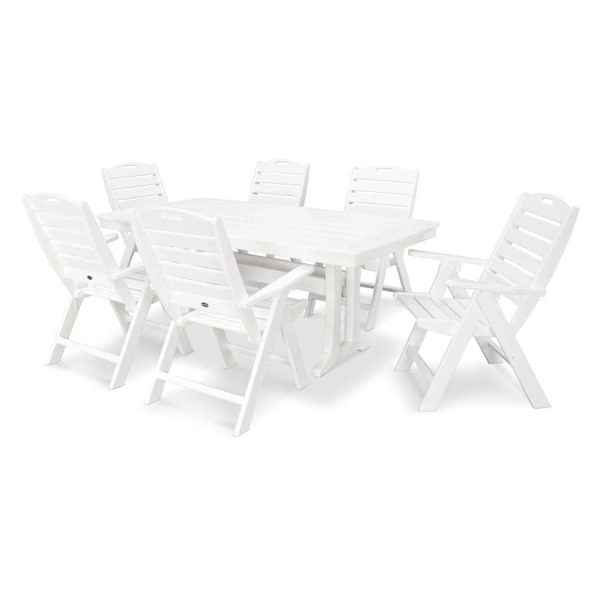 POLYWOOD 7-Piece Nautical Dining Set in White