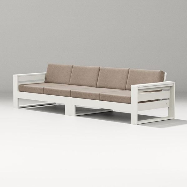 Latitude 4 Person Sofa in Vintage White/Spiced Burlap By PW Designer Series