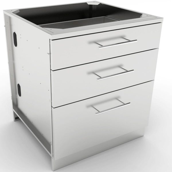 Sunstone 30-Inch Outdoor Kitchen Triple Drawer Island Cabinet - SBC30STD