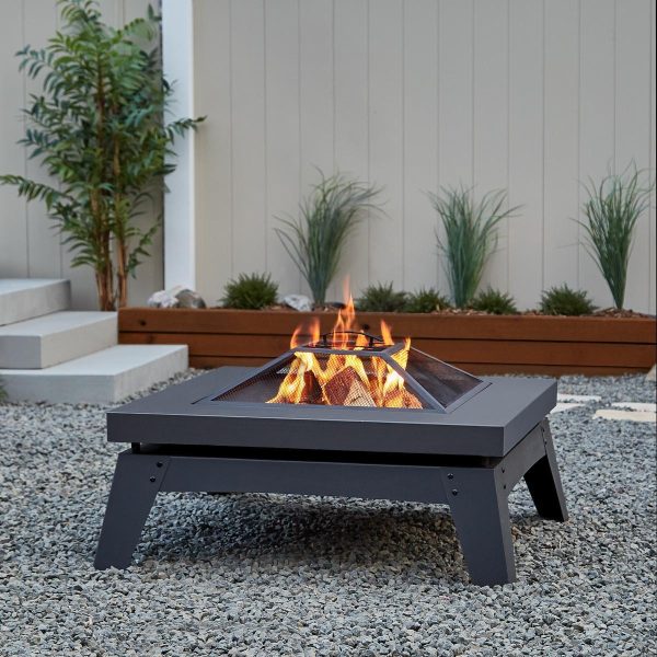 Estatewood 37 Inch Square Steel Wood-Burning Fire Pit in Gray by Ultimate Patio