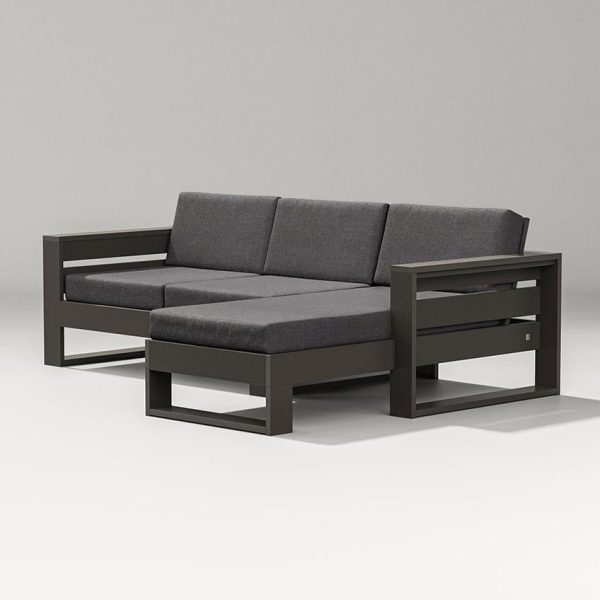 Latitude 3 Person Sectional Sofa w/ Right Chaise in Vintage Coffee/Ash Charcoal By PW Designer Series